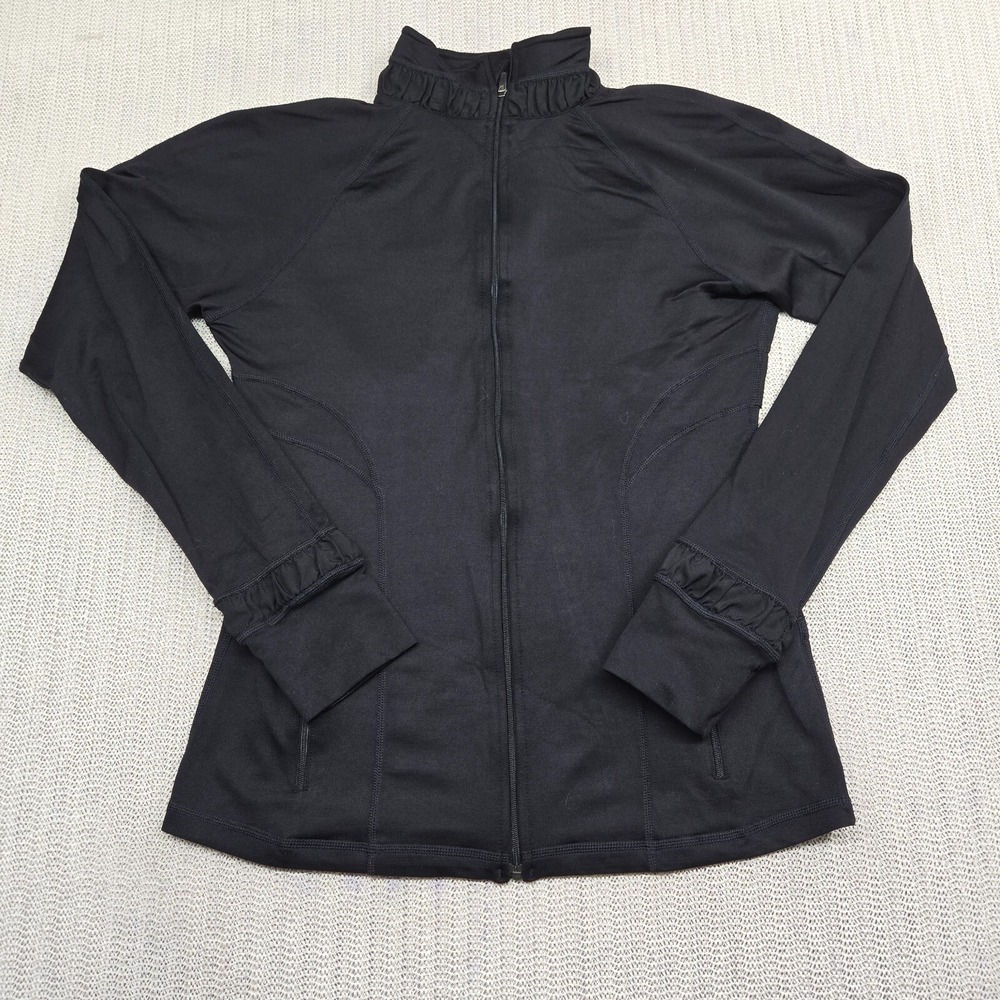 Spanx Track Jacket Womens Small Black Nylon Stretch Full Zip Running Gym